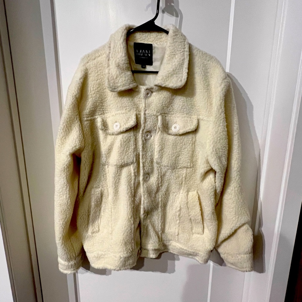 Sherpa Button Up Jacket - Off White